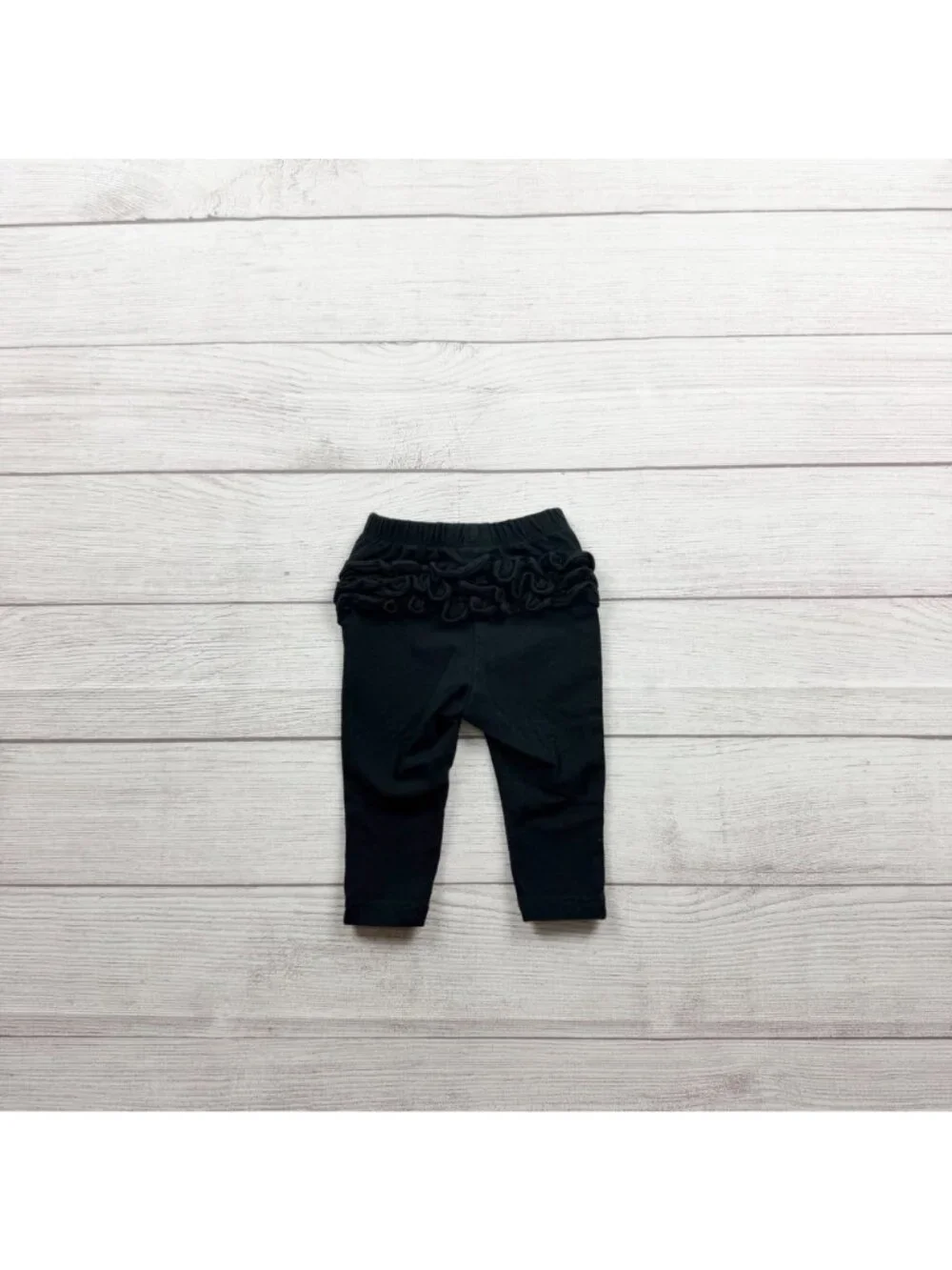 Old Navy Baby Girls Black Stretch Leggings Ruffle Details 6-12 Months